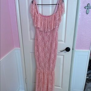 Pink Lace Maxi Dress